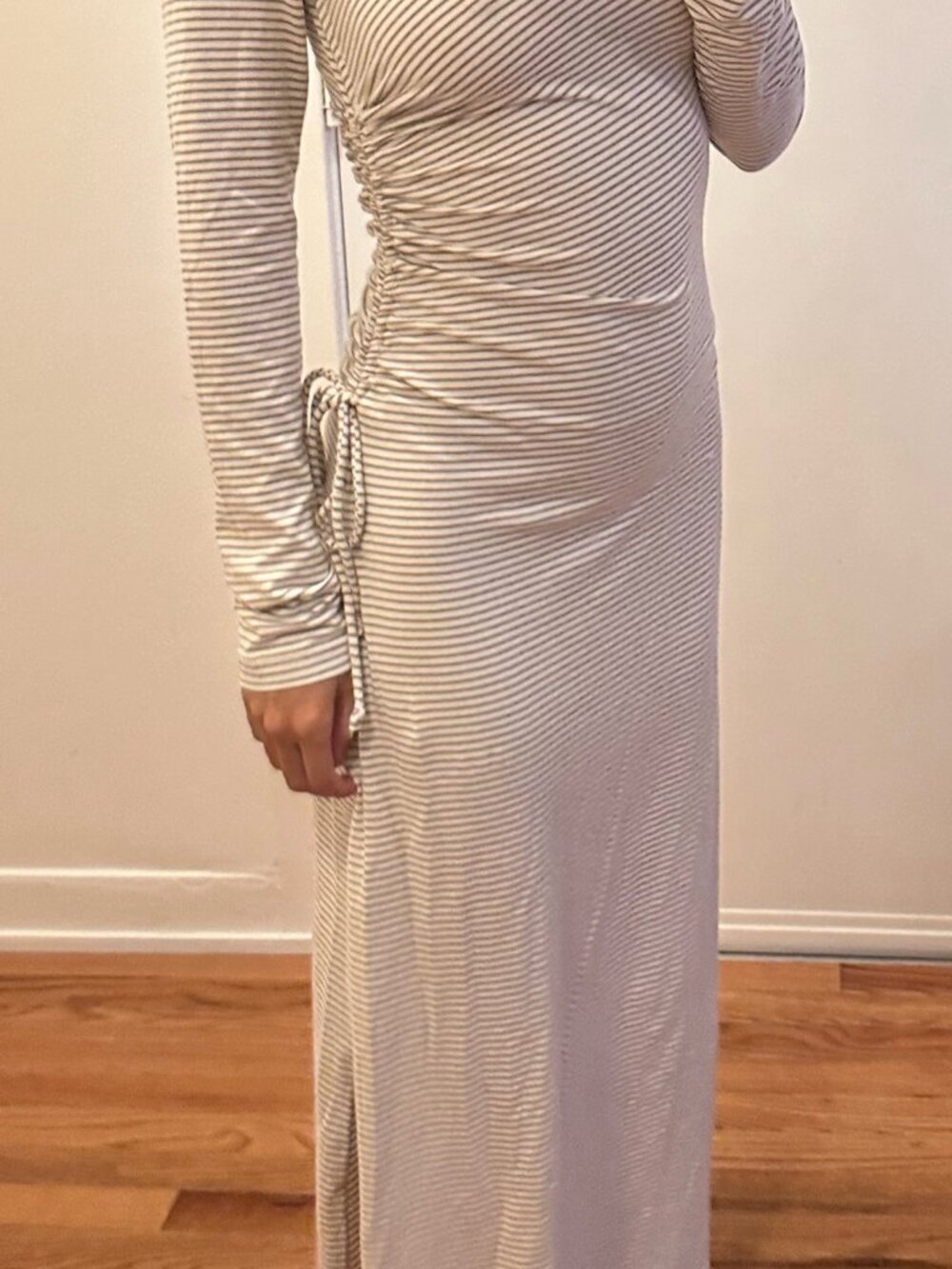 Daily Practice by Anthropologie Fitted Ruched Maxi Dress - Striped, XXS